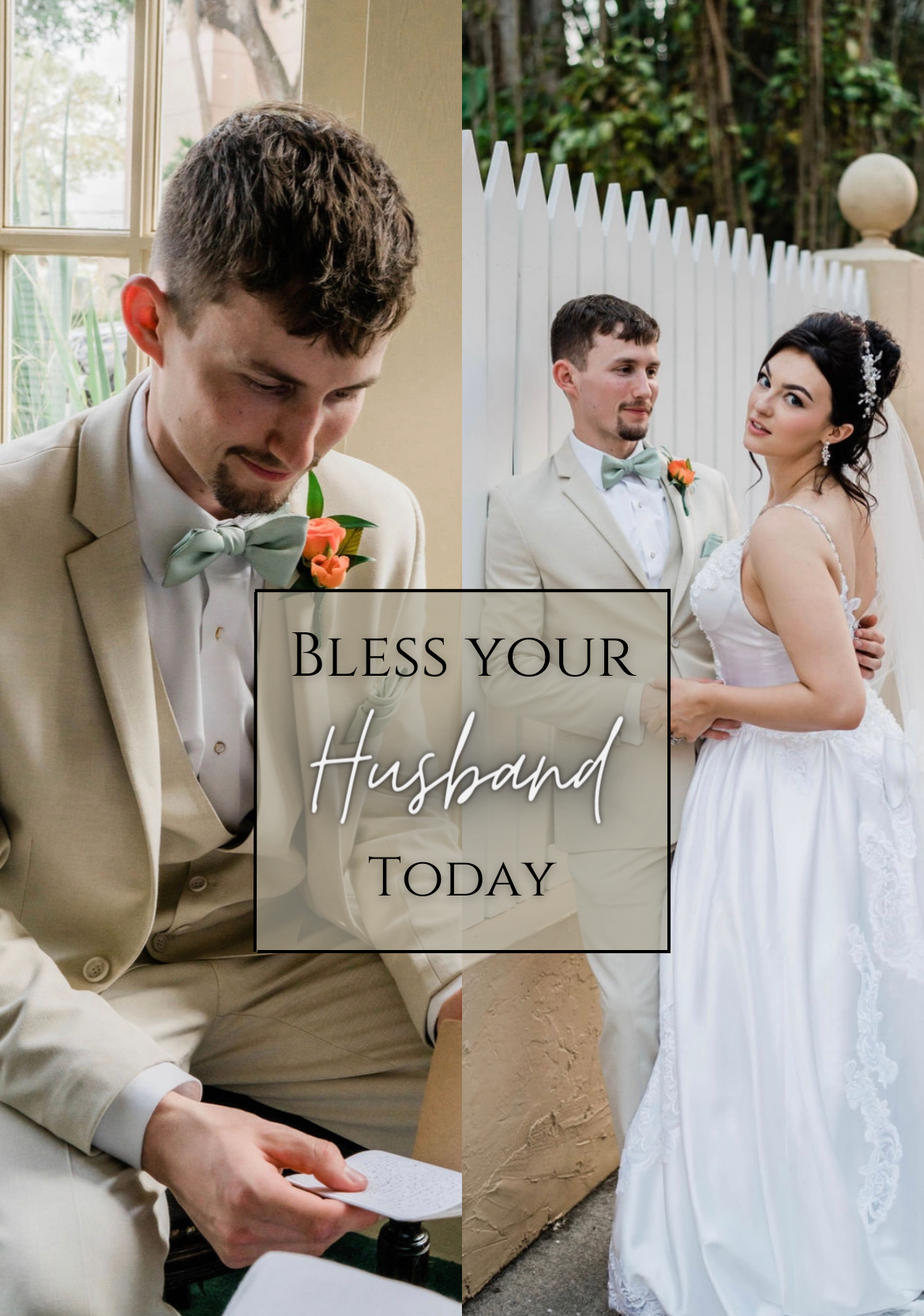 groom sitting on chair and bride and groom