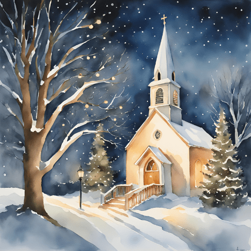 watercolor church